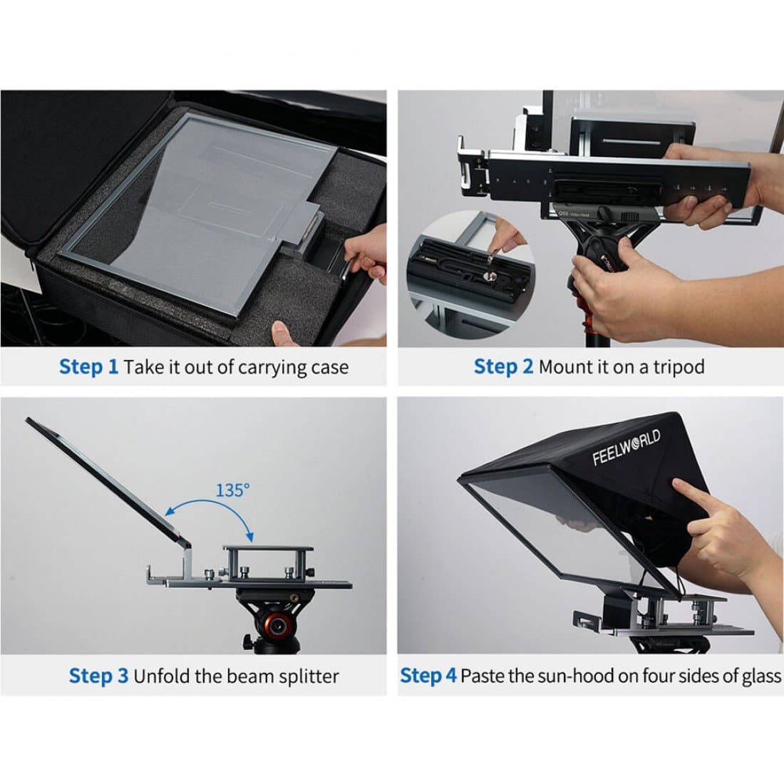 FEELWORLD TP16 16" Portable Teleprompter for Tablets & DSLR Cameras Thumbnail 2