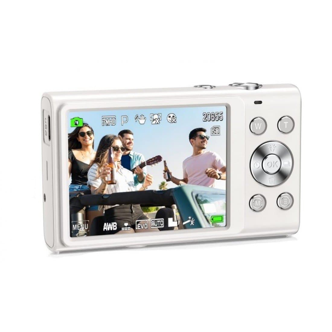 Point and Shoot 2.7K 48MP Digital Camera with 32GB Memory Card (White) Thumbnail 2