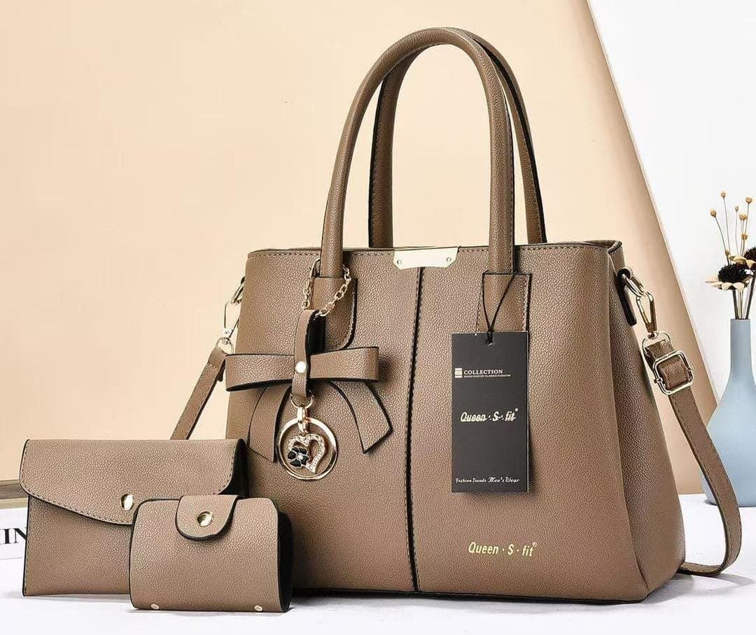 040# Whitesun3in1 Queen Fit Chiq Ladies Handbag- ideal birthday gift anniversary gift and Valentine’s Day gift idea for mom sister auntie girlfriend cousin grandmother- Brown Colour