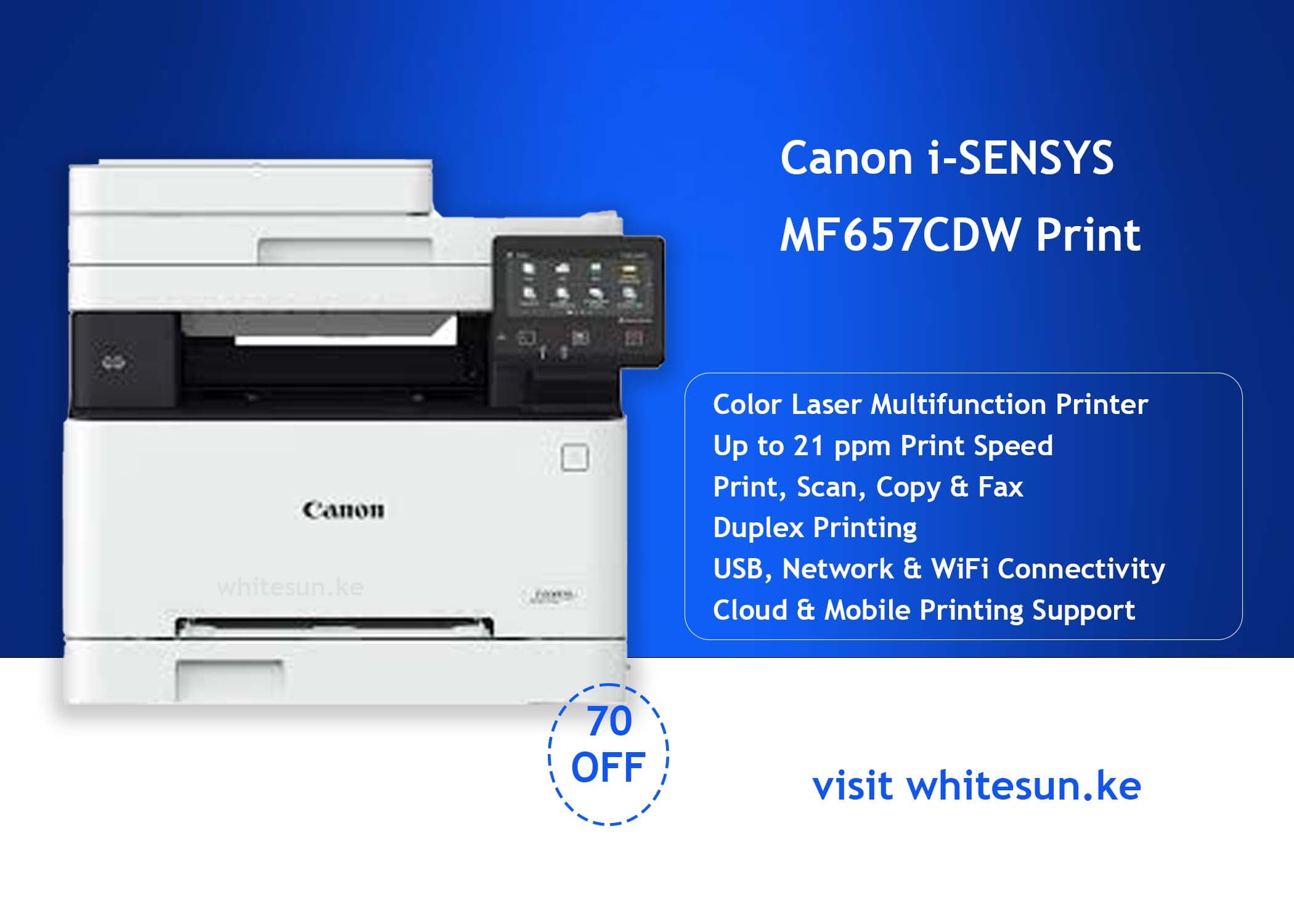 Canon i-SENSYS MF657CDW Print, Copy & Scan (USB, Network & WiFi Interfaces) – Duplex Thumbnail 2