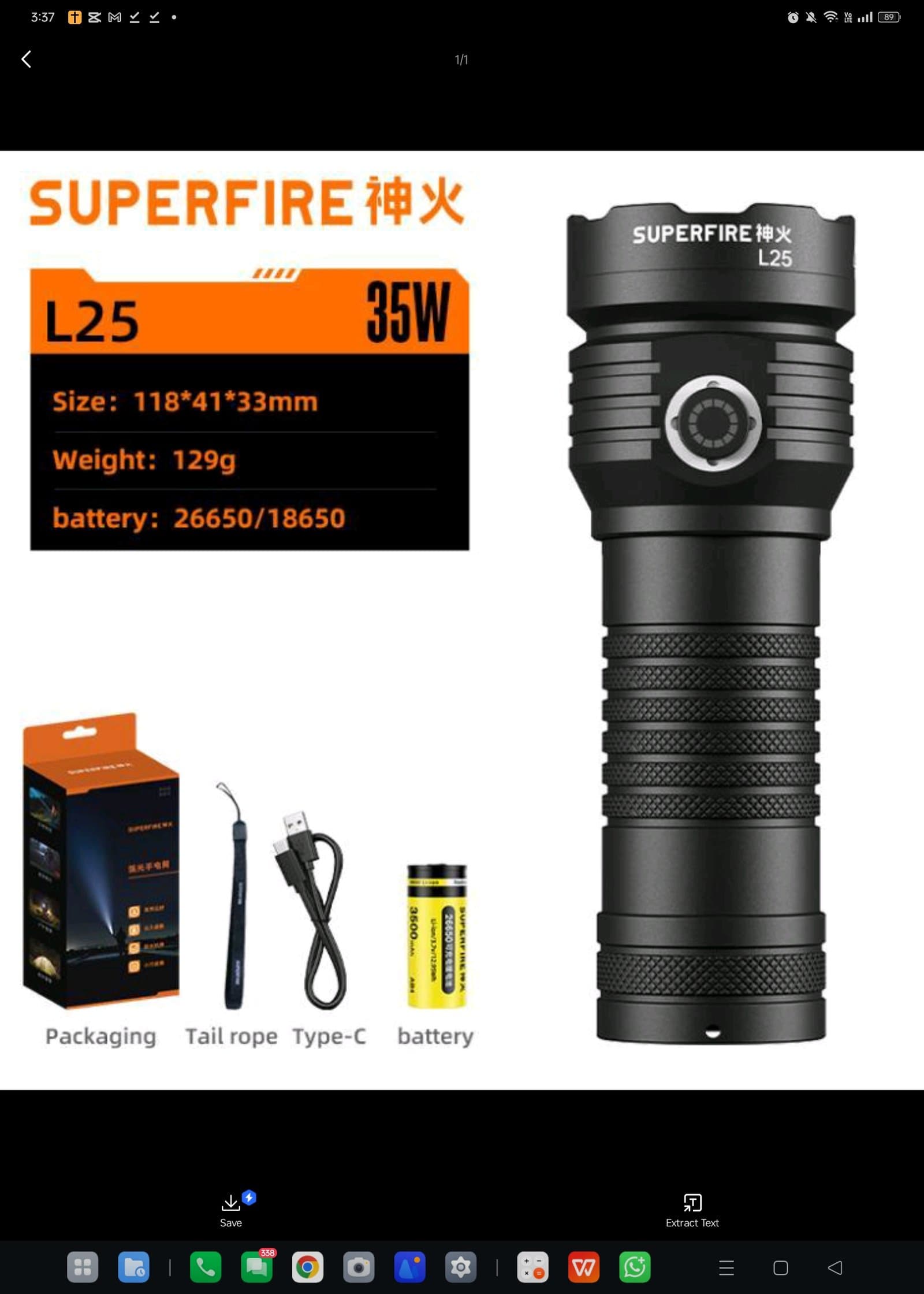 SUPERFIRE L25 High Power Flashlight Thumbnail 2