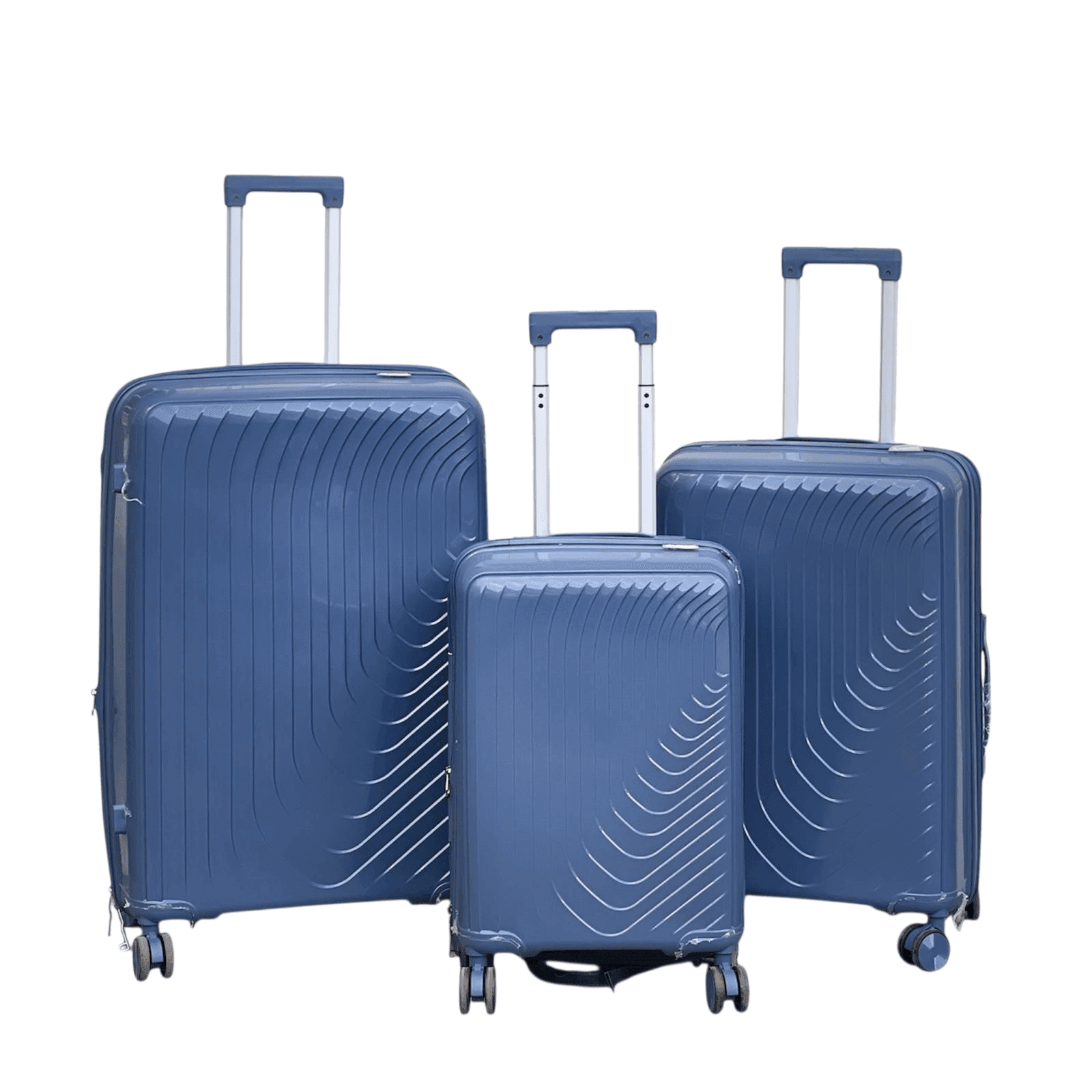 256# Whitesun z3in1 Rubber Travel Suitcases Set – Large 23kg, Medium 15kg, Cabin 10kg – Premium Waterproof, Scratch-Resistant, Unbreakable Luggage with Pinlock – Blue colour
