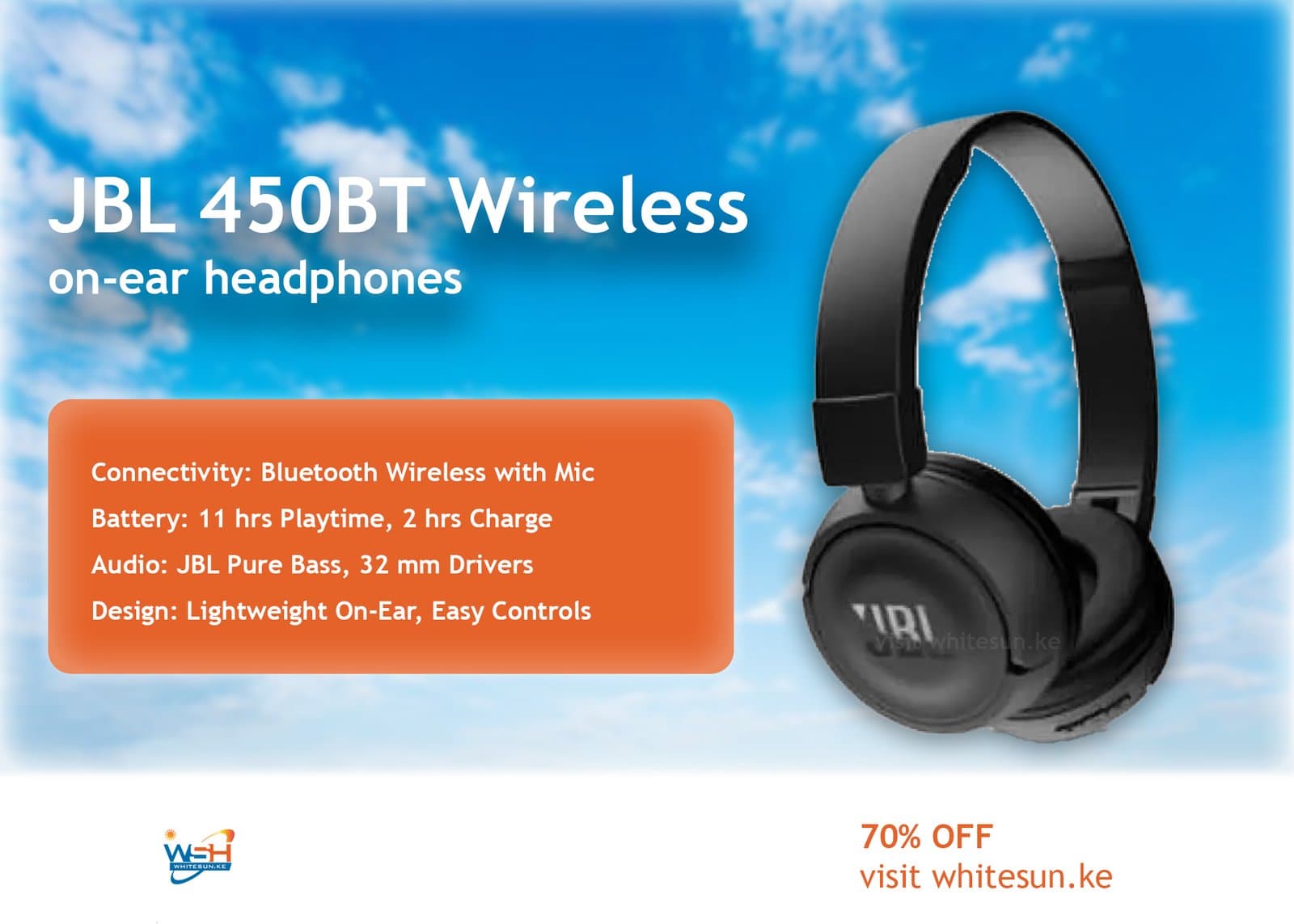 JBL 450BT Wireless on-ear headphones