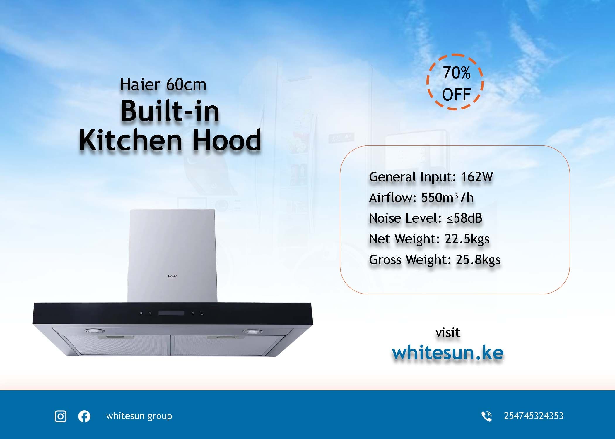 Haier 60cm Built-in Kitchen Hood HCH-T560T5BX Thumbnail 3
