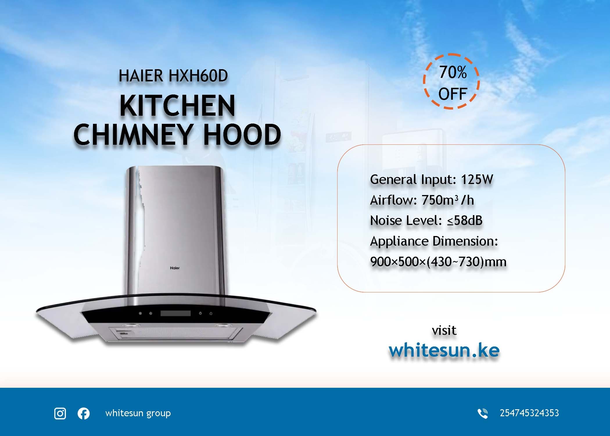 HAIER HXH60D-550SB KITCHEN CHIMNEY HOOD Thumbnail 3