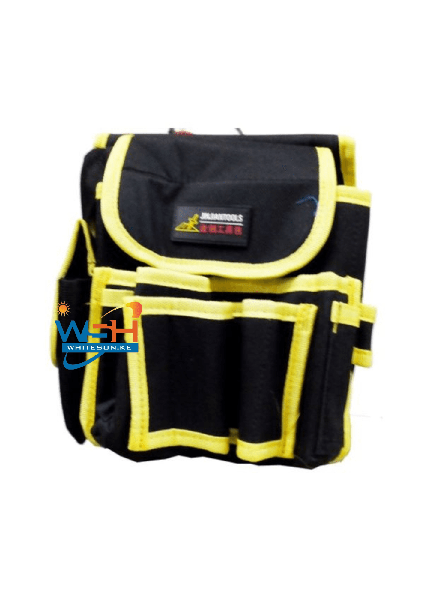 Tool Holder Jinjian Tools, Black With Yellow Strips, Multi Pocket With Belt
