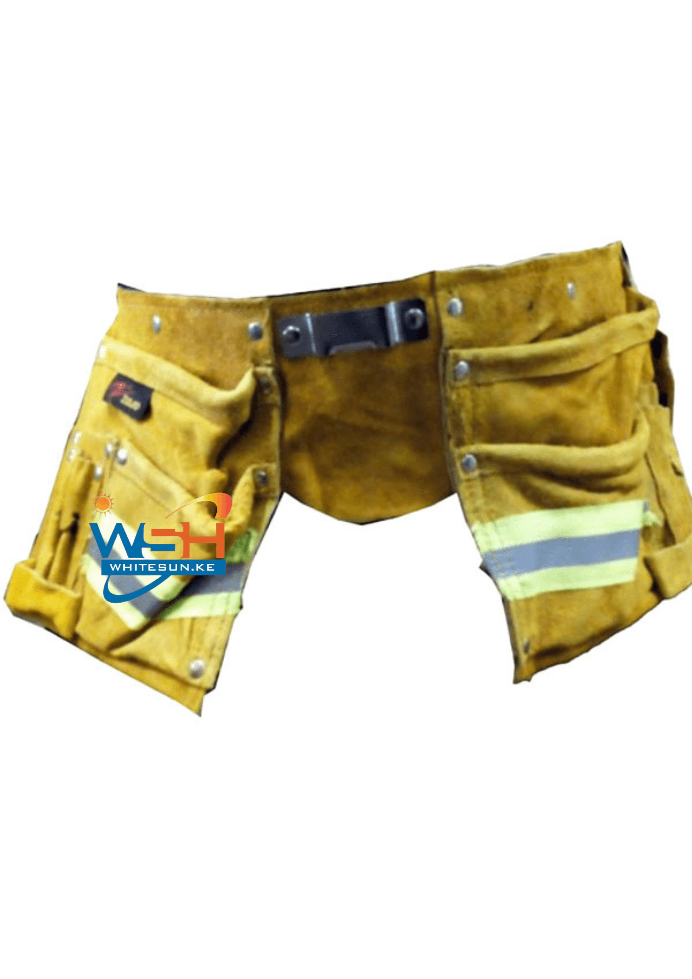 Tool Holder Leather Yellow With Reflective Strips Multi Pocket