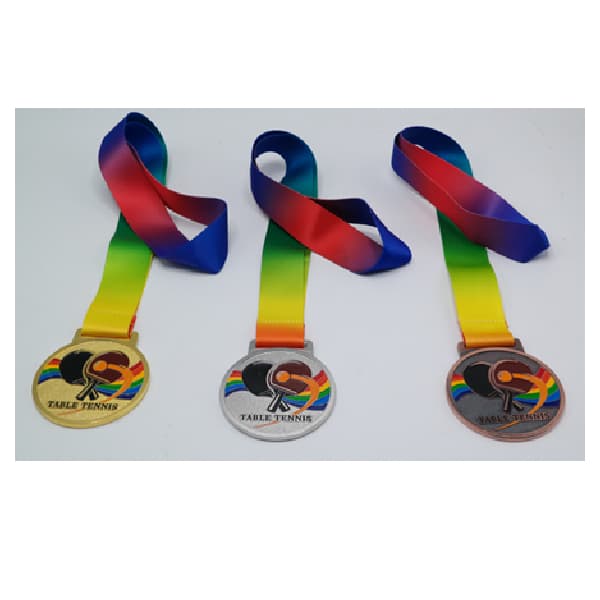 Silver Medal For Table Tennis With Embossed Colorful Artwork – 70Mm Diameter 4Mm Thickness